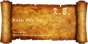 Kain Béla névjegykártya