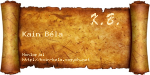 Kain Béla névjegykártya